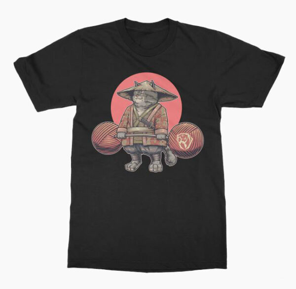 Deadlifting Chonky Tabby Cat T-shirt thd