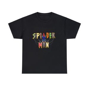 Colorful Spiderman Word Design Unisex Black T-shirt