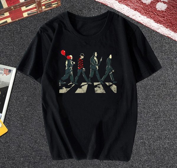 Horror Movie Characters Abbey Road T-shirt