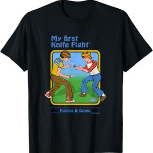 Steven Rhodes My First Knife Fight Retro Dark Humor T-Shirt