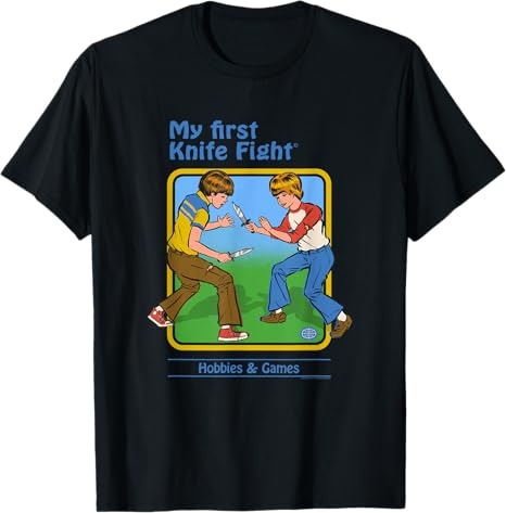 Steven Rhodes My First Knife Fight Retro Dark Humor T-Shirt